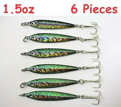 1.5oz Mega Live Bait Metal Jigs 6 Pieces Rainbow Saltwater Fishing Lures • $14.99