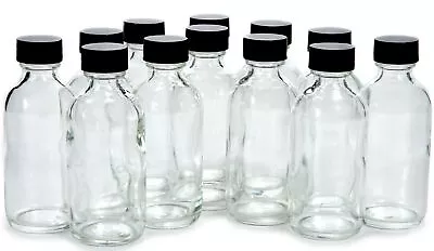  12 Clear 2 Oz Glass Bottles With Lids • $18.55