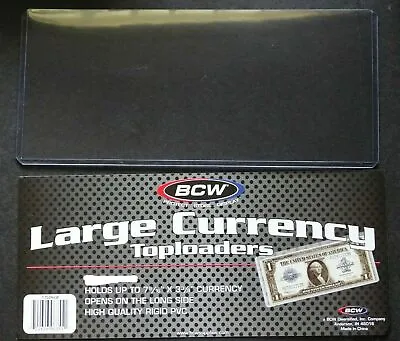 1 Loose BCW Large Dollar Bill Currency Toploaders Money Sleeve Protector • $1.25