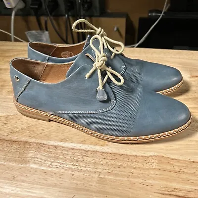 Pikolinos Merida Oxford Shoes Women's 40 / 9 Blue Leather Comfort Casual Derby • $50