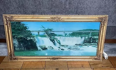 Vintage 1970’s Wall Decor Large Waterfall Picture Lights & Bird Sounds 38.5” • $150