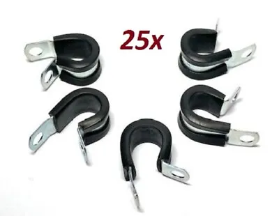 25 Pack 1 3/4  Inch Rubber Cushioned Stainless Steel Cable Clamp Hose Pipe Clamp • $17.89
