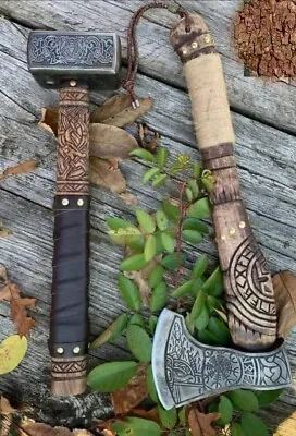 Custom Handmade Carbon Steel Viking Hatchet Tomahawk Hunting Hammer And Axe • $179