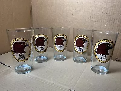 (5x) RARE Vtg MENDOCINO BREWING COMPANY Brewery EYE Of The HAWK Beer PINT GLASS • $139.95