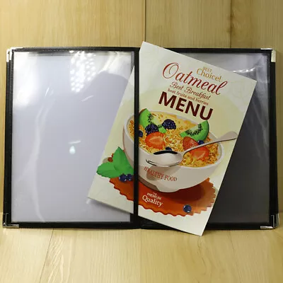 6 Page A4 Food Drink With Corner Protector Menu Cover Restaurant Cook Book US • $17.19