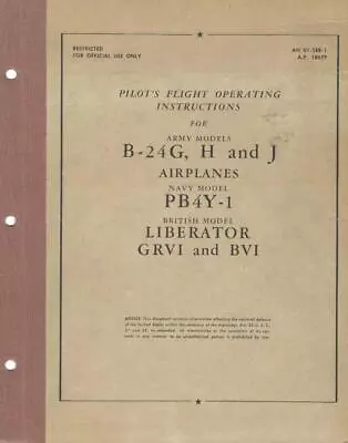 1944 Aaf B-24gh & J Liberator Bomber Pilots Flight Manual Aircraft Handbook-cd • $29.99