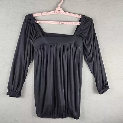 Moda International Blouse Woman S Black Square Neck Soft Blouson EUC • $14.22