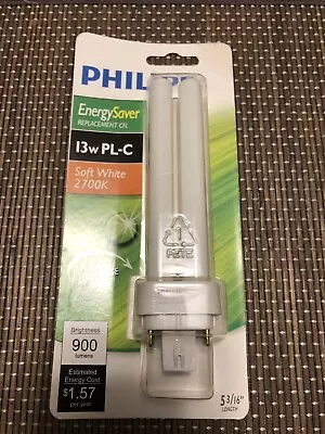 Philips 13-Watt PL-C 4-Pin Base Soft White CFL- G24Q-1 - 900 Lumens / 2700K  • $12.99