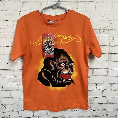 Size 6 / 7 Ed Hardy Orange Monkey Ape Gorilla Boys Kids T-shirt New NWT • $12.50