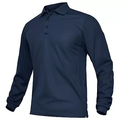 Mens Long Sleeve Polo Shirts Golf Sport Quick Dry Tactical Combat Team Work Tops • $21.98