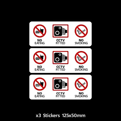 £1.69 • Buy 3x No Eating, CCTV Fitted, No Smoking Vinyl Stickers - Taxi, Car, Lorry (CC011)