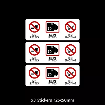 £1.69 • Buy 3x No Eating, CCTV Fitted, No Smoking Vinyl Stickers - Taxi, Car, Lorry (CC011)