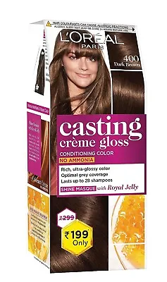 Loreal Paris Hair Colour Ammonia Honey Casting Creme Gloss Dark Brown Pack Of 2 • £17.78