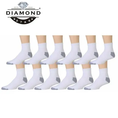 12 Pairs Men Ankle Quarter Sports Socks Athletic Cotton Low Cut Socks Size 10-13 • $12.49