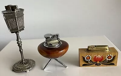 Vintage Table Lighters Mulga Wood Spaceship Bentley & Lamp Post Japan • $180