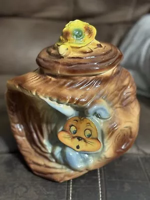 American Bisque Tortoise Hare On Log Ceramic Cookie Jar W Flasher Face Fab Cond  • $60