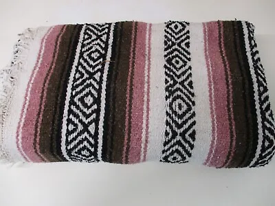 £20 • Buy Mexican Blanket, Throw, Rug, Fark Pink, Woven, Picnic, Festival, Camping - M49