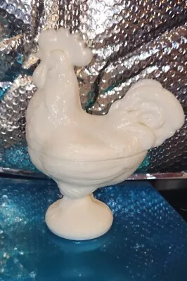 Vintage 9 Inch Standing Rooster Milk Glass Candy Dish Westmorland? Kitchen Decor • $54.99