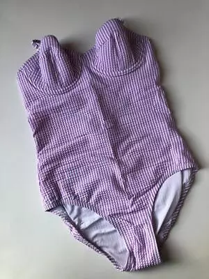 NEW JCrew $110 Underwire OnePiece Swimsuit In Seersucker Size 0 Orchid B8383 LYH • $32.20