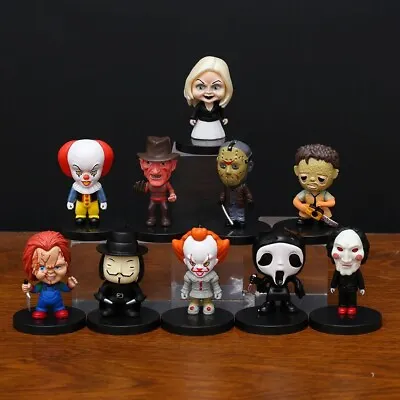 10PCS Horror Movie Figurines 2.17” Chucky Pennywise Saw Freddy Jason Ect.. • $20.77