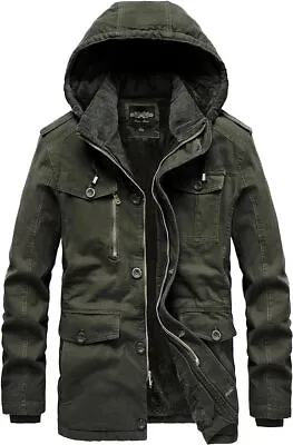 Men's Winter Thicken Parka Jacket Casual Military Warm Coat With Removable Hood • $102.29