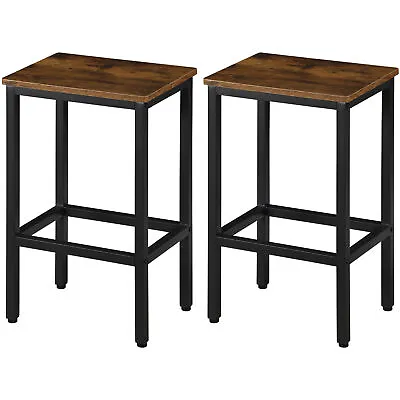 Set Of 2 Bar Stools Kitchen Breakfast Chairs With Footrest For Living Room Brown • $31.90