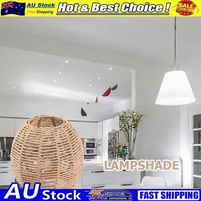 Simulated Rattan Lamp Cover Vintage Handmade Woven Lamp Shade For Bedroom (Oval) • $13.69