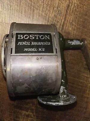 Vintage BOSTON Model KS Manual Pencil Sharpener Revolving 8 Hole ~ USA • $25