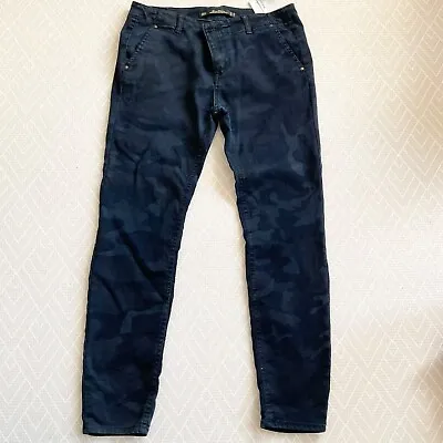 Zara Blue Camouflage Pants SZ 32 Cotton Elastic • $0.99