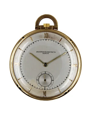 $3277 • Buy Vacheron & Constantin 18k Yellow Gold 48mm Open Face Pocket Watch Silver 22826