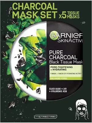 Garnier Skin Active Pure Charcoal Black Tissue Mask - Pack Of 5 Masks • £12.99