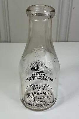 Vintage Glass Quart Milk Bottle Belchertown Farms Mass Seal Good Morning Rooster • $39.99