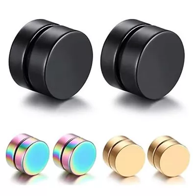 2x Men Women Titanium Steel Magnetic Stud Earrings Non Piercing Clip On Earrings • $3.99