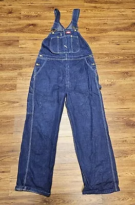 Dickies Bib Overalls Mens  Blue Carpenter Denim Dark Sz 38x30. • $12