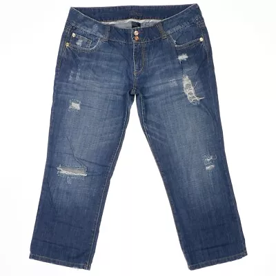 Vanity Jeans Womens Size 31 Crop Low Rise Distressed Cotton Measures 35 X 24.5 • $17.99