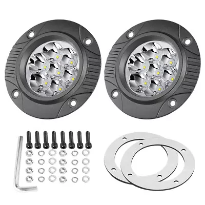 2x 4  INCH LED Work Light Flush Mount Round Spot Rear Bumper Reverse Driving 4WD • $43.99