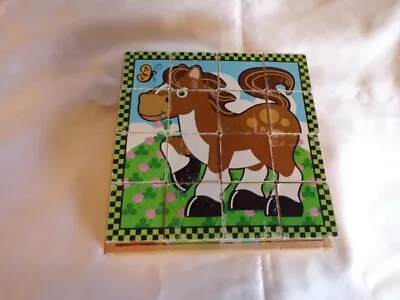 Melissa & Doug Farm Wooden Cube Puzzle With Storage Tray - 6 Puzzles • $14.99