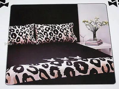 $90 • Buy Playboy Bunny Black Leopard Reversible Double Bed Quilt Cover Set New