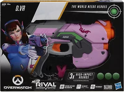 NERF Rival Overwatch D.VA Blaster 3 Overwatch Rounds (USA Import) RARE Toy • $149