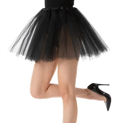 Black TUTU Skirt Fancy Dress Halloween Hen Party Costume 1980s Dance Skirt Party • £5.99