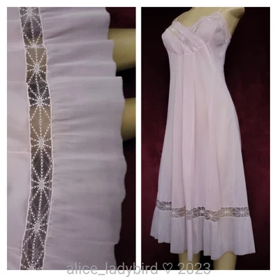 $33 • Buy Vintage BEAUTY Full Dress SLIP Pleated CHIFFON Silky NYLON Plus Tall ~XXL 48-50