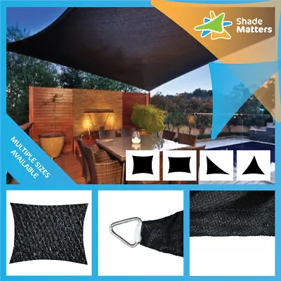 $98 • Buy 280GSM Heavy Duty Shade Sail (Black Colour) Rectangle / Square / Triangle