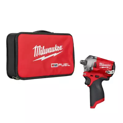 Milwaukee M12FIWF12-0 Cordless 12V FUEL 1/2in Impact Wrench Body Only & Soft Bag • £135