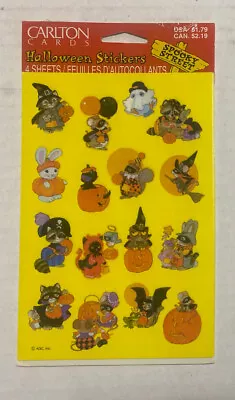 Vintage Carlton Spooky Street Halloween Stickers Animal Costumes 4 Sheets Sealed • $6.37