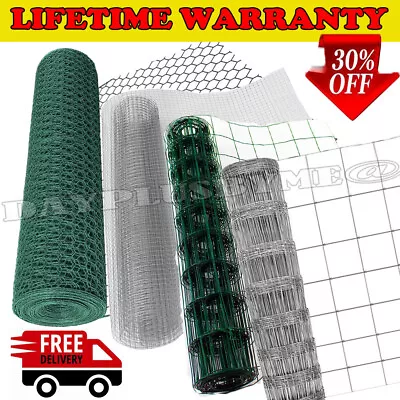 Welded Wire Mesh Aviary Fence Chicken Rabbit Pet Garden Fencing Galvanised Steel • £7.70