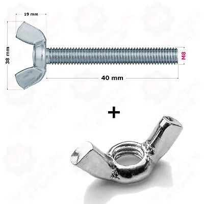 Butterfly Wing Bolts + Wing Nuts Screws Thumb Screws M8 M10 Wing Bolts BZP • £102.42
