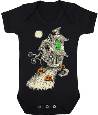 £10.99 • Buy Kids Baby Grow Suit Haunted House Spooky Pumpkin Burton Gothic Alternative Cute