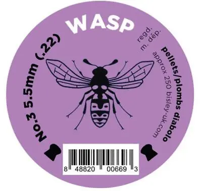 Wasp Pellets Purple No3 .22 Tin Of 250 Air Gun Rifle Pistol Pellets 5.5mm • £7.99