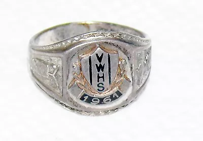 Vintage High School Class Ring Sterling Silver 925 VWHS 1961 Owl Size 6 4.9 Gram • $49.95