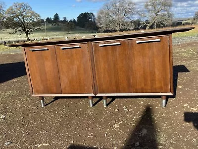  Vintage Mid-Century Modern Credenza / TV Audio Albums Cabinet USA • $699